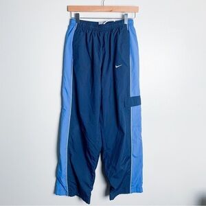 Vtg 90s Y2K Nike wide leg cargo windbreak pull on pant blue navy size small